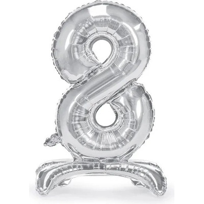 PartyDeco Samostojící fóliový balón 8 stříbrný 70 cm