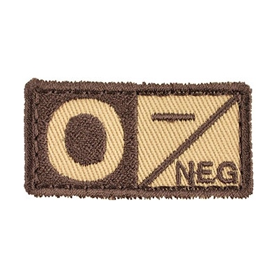 MILITARY RANGE Nášivka krvná skupina 0 NEG VELCRO PIESKOVÁ