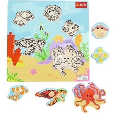 Trefl - Puzzle Drevená vkládačka Zvieratká pod vodou - 1 - 39 piese