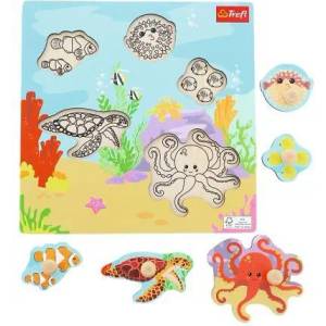Trefl - Puzzle Drevená vkládačka Zvieratká pod vodou - 1 - 39 piese