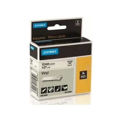 páska DYMO 18444 PROFI D1 RHINO Black On White Vinyl Tape (12mm)