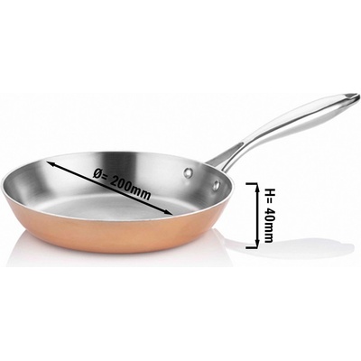 G.Gastro Pánev - měď - Třívrstvé provedení (nerez/hliník/měď) - 200 mm - Výška: 40 mm - vhodné pro plyn, sklokeramiku a elektrický sporák - D9779878