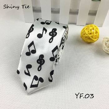 AE production Kravata bílá s housl. klíči a notami