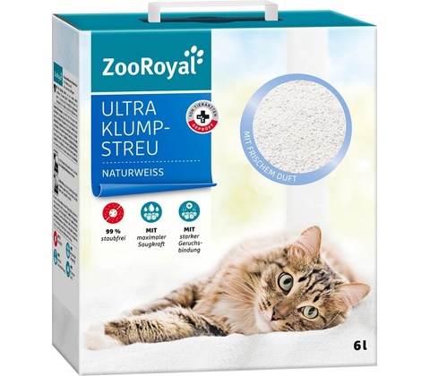ZooRoyal Ultra hrudkující kočkolit s čerstvou vůní, přírodní bílá 6 l