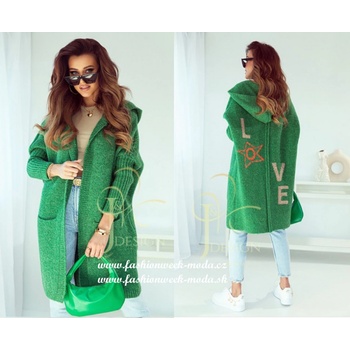 Fashionweek Dámsky luxusný pletený kabát kardigán s kapucňou Z LOVE Zelená