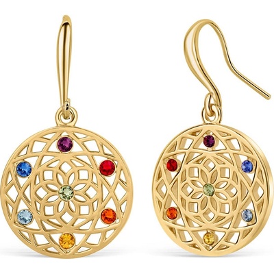 Crystalp pozlacené náušnice s krystaly Chakra Flower 40191.MLT.G