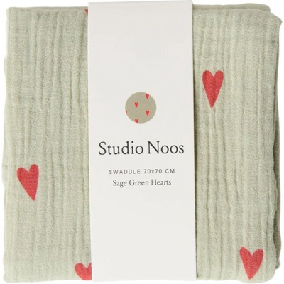 Studio Noos Swaddle zavinovačka Print Medium Green Hearts