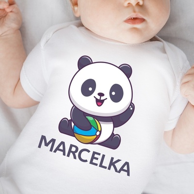 Detské body s potlačou Panda Biela