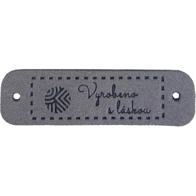 Pro Háčkování Handmade cedulka Vyrobeno s láskou 15 x 55 mm šedá koženka