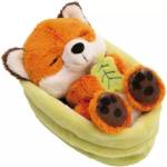 NICI плюшена играчка: спящо лисиче с листо в кошница - 12 см (63121)