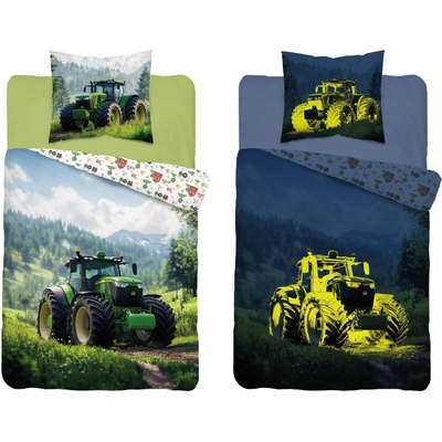 DETEXPOL obliečky Traktor z hôr svietiace Bavlna 140x200 70x80