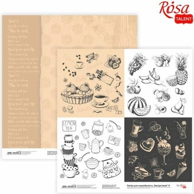 Rosa Scrapbookingové papíry 30,48 x 30,48 cm Kniha receptů - No. 6