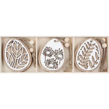 Anděl Vajíčko drevené na zavesenie 7,5 cm Sada 6 ks