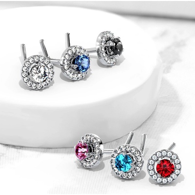 Šperky eshop piercing do jazyka z chirurgické oceli akrylové kuličky s černými skvrnkami Z31.02 růžová