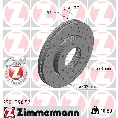 Brzdový kotúč (cena za 1ks) ZIMMERMANN 250.1390.52