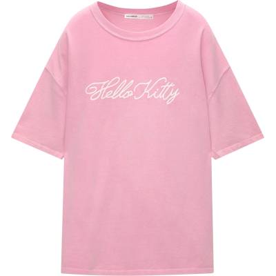 Pull&Bear Тениска 'HELLO KITTY' розово, размер L