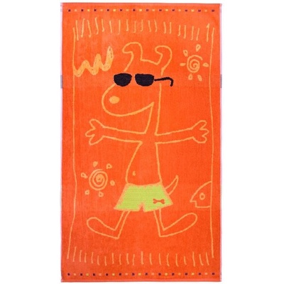 SCANquilt plážová osuška Velur 70 x 125/130 cm snoopy oranžová