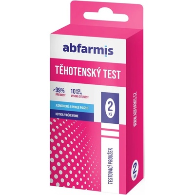 Abfarmis Těhotenský test 10mlU/ml proužkový 2 ks