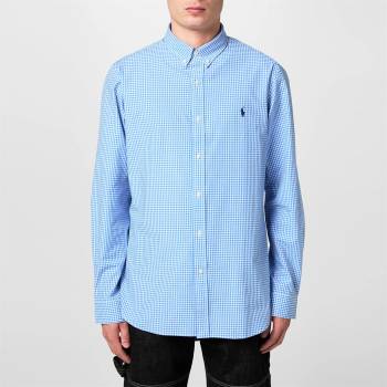 Image 1 of Ralph Lauren Gingham Poplin Slim Fit Shirt - Blue/White 001