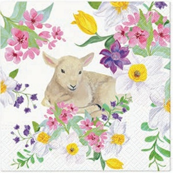 TaT servítky Lamb in Flowers 33x33cm