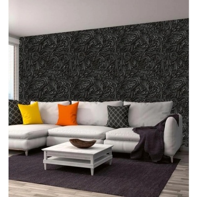 DIMEX ART Луксозна флизелинова тапета черен флорален абстракт