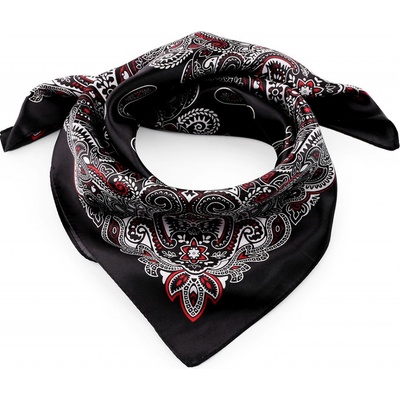 Saténový šátek paisley 2 černá