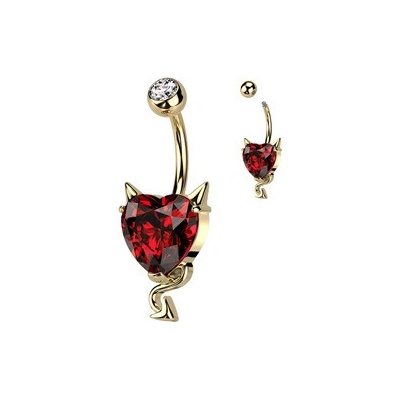 Šperky4U piercing do pupíku srdce s čertovskými rohy WP0059-R