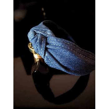 Radi handmade Дънкова диадема с възел от тъмно син деним (827)