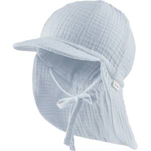 Sterntaler Детска шапка с козирка Sterntaler Kids' Peaked Cap with Neck Flap Muslin, Tie Cap - Hellblau - размер 53 cm (904-3662-0616)