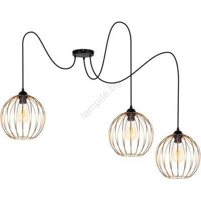 BELIS Пендел MATT 3xE27/60W/230V паяк черен/меден (BE0737)