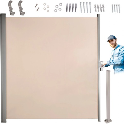 KIK KX3219 Sťahovacia bočná markíza 180 x 400 cm béžová