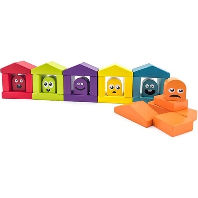 Cubika Комплект дървени блокчета Cubika - Цветни къщички (14866)