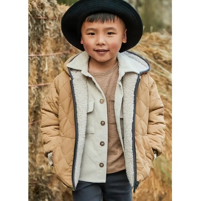 MAYORAL Шуба две лица вълнена материя в цвят карамел за мини момче Mayoral