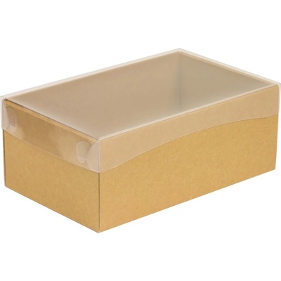Darčeková krabička s priehľadným vekom 250x150x100/35 mm, hnedá - kraft