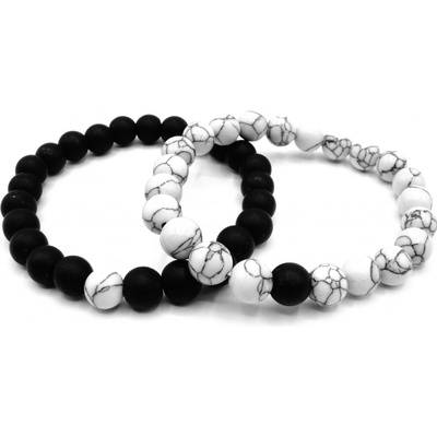 Steel Jewelry Náramky pro páry bílý a černý z přírodních kamenů NR250105