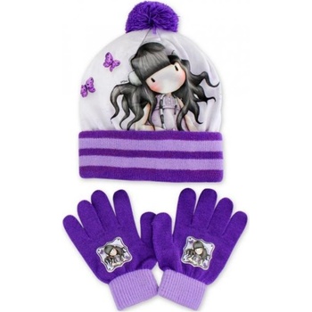 Setino dívčí zimní čepice + prstové rukavice Gorjuss Santoro London fialová