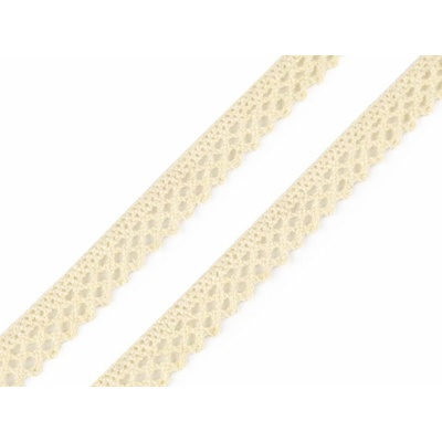 Pro Háčkování Bavlněná krajka 12 mm paličkovaná vanilková 5 m