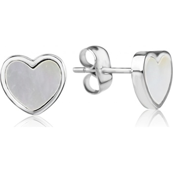 Meucci Ocelové náušnice srdce s perletí DS464