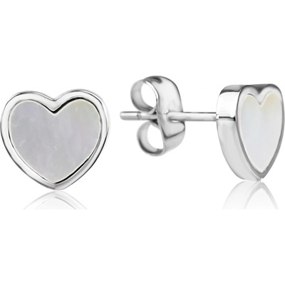 Meucci Ocelové náušnice srdce s perletí DS464