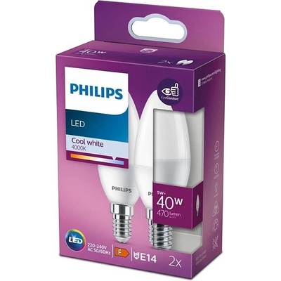 Philips LED žiarovka E14 B35 4,9W = 40W 470lm Neutrálna 4000K Matná