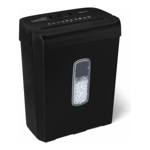 Amazon cross-cut document shredder, 6 sheets, with transparent viewing window, for A4 documents and credit cards, 14l collection container, black - C284-AEU