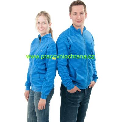Cleantex ESD mikina na zip s dlouhým rukávem středně modrá