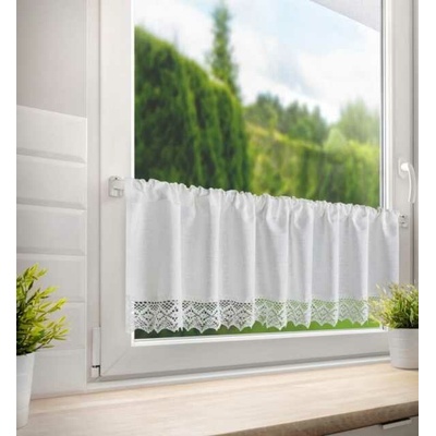 Vitrážová záclona CLARIE s krajkou biela 150x30cm
