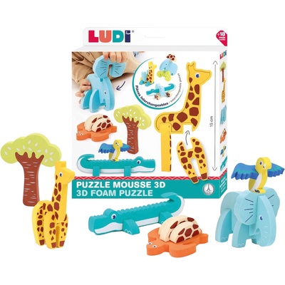 Ludi Образователен 3D пъзел Ludi - Животни, 18 части (30084)