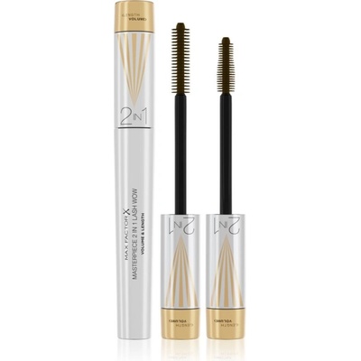 Max Factor Masterpiece Lash Wow řasenka pro prodloužení, natočení a objem s kartáčkem 2 v 1 Black Brown 7 ml