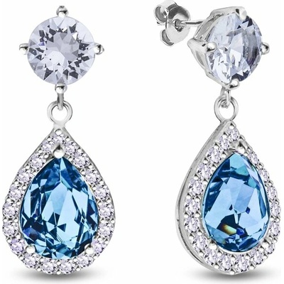 Spark Stříbrné náušnice visací s krystaly Swarovski Elements Briselle KCP4320AQC Aqua