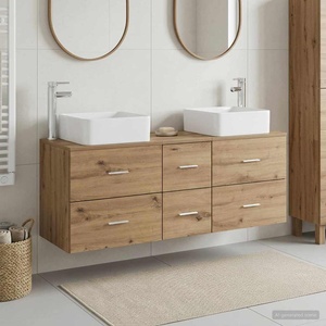 vidaXL Комплект шкафове за баня 3 бр. Дъб артизан 49, 5 x 41 x 63 см (3405834)