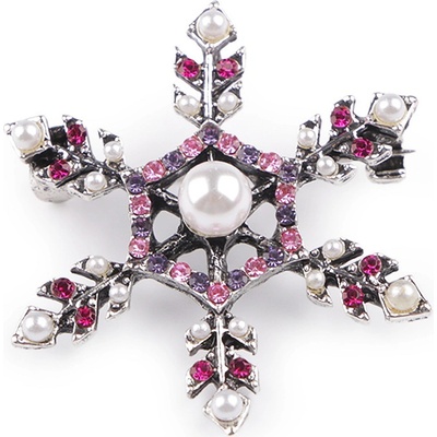 Stoklasa brož s broušenými kamínky vločka 1 růžová perla