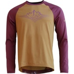 Zimtstern Мъжка фланелка с дълъг ръкав за колоездене Zimtstern Pureflowz Shirt L/S Cycling jersey - Golden Brown / Windsor Wine (056-3321-0513)