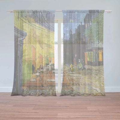 Sablio Záclony Terasa kaviarne v noci - Vincent van Gogh: 2ks 150x250cm